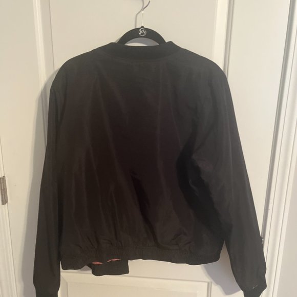 Plus Size Ribbed-Trim Bomber Jacket - Picture 4 of 5